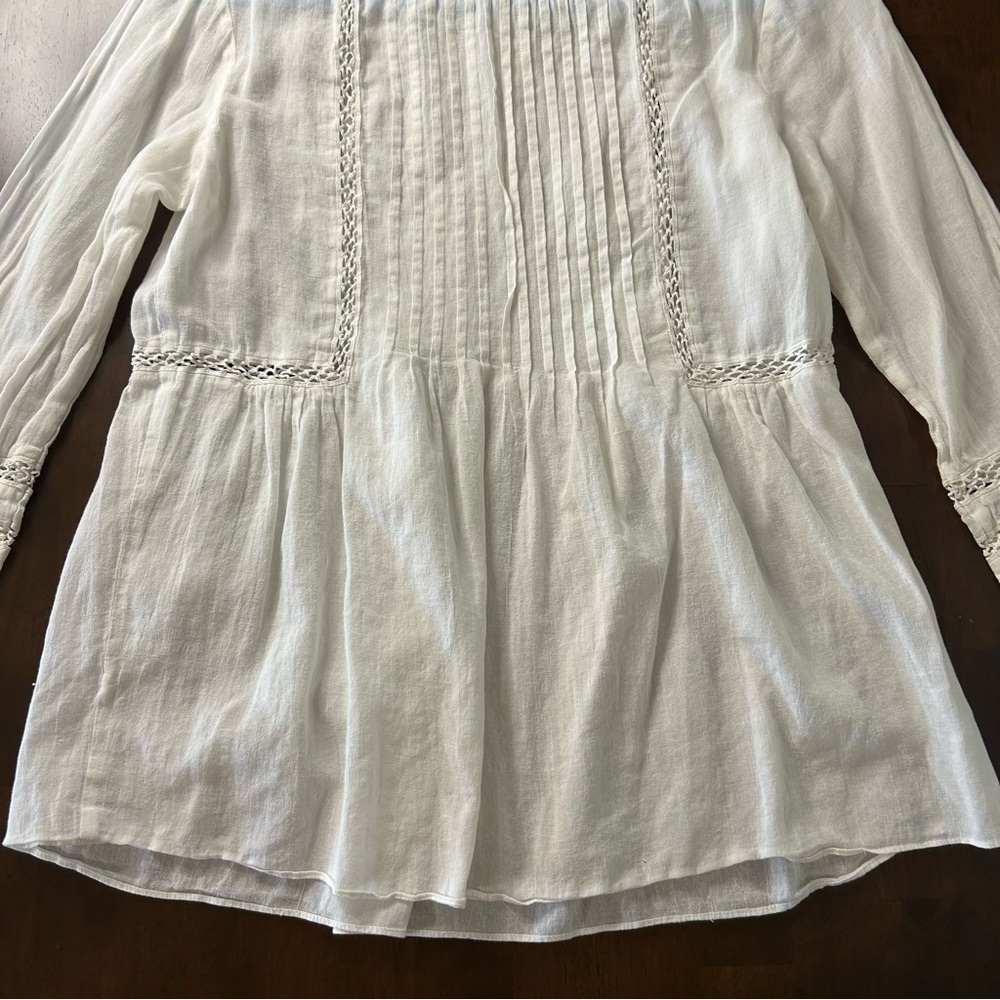 Rebecca Taylor white pintuck lace detailed shirt size 4 - Picture 11 of 15